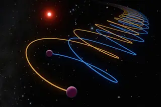 Illustration of brown dwarf twins in space