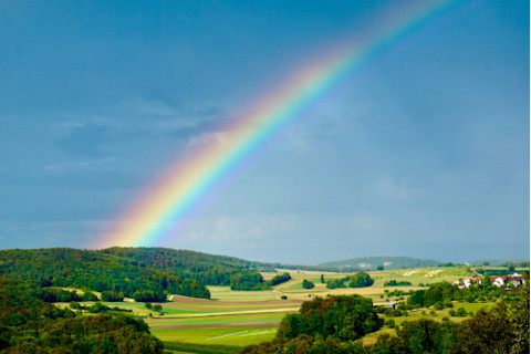 Rainbow in a rural area in Switzerland