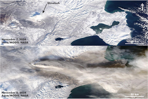Shiveluch in Russia in November 2024