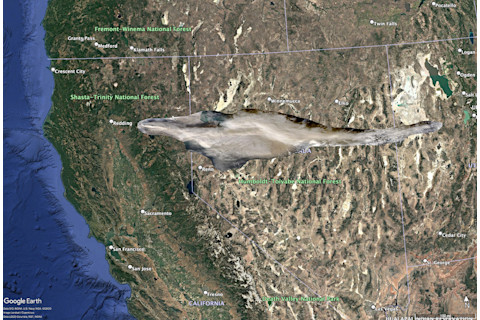 Hypothetical Lassen Volcanic Center ash plume