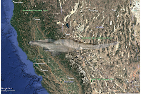 Hypothetical Clear Lake ash plume