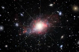 Artist’s illustration of dwarf galaxy with active galactic nucleus (IMAGE)
