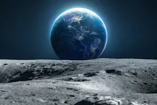Moon surface looking at Earth