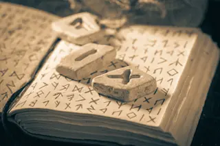 Norse runes on a book