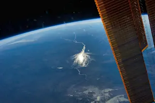 Volcano eruption from space satellite