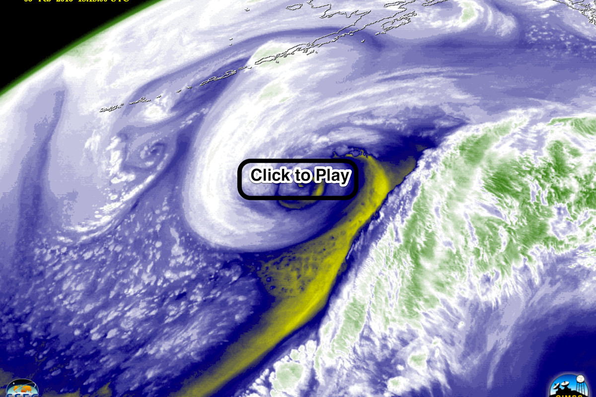 A likely hurricane-force cyclone spinning up in the Pacific is captured ...