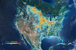 A satellite image of farmland in the United States
