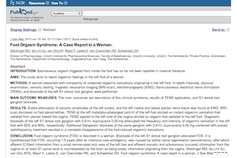 Foot orgasm syndrome - PubMed Screenshot