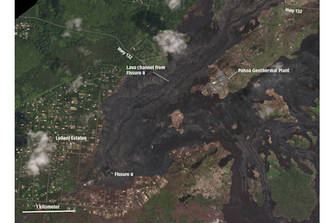 Close view of the Leilani Estates area on September 9, 2018. Planet, image used by permission.
