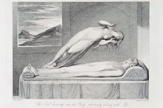 Robert Blair The Soul Hovering over the Body Reluctantly Parting with Life - Wikimedia commons