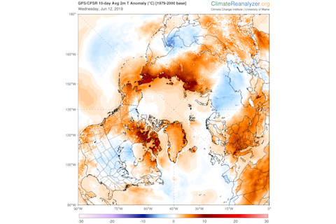 June 12, 2018 temperature map - University of Maine