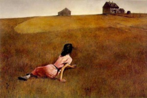 Christina's World (1948) by Andrew Wyeth. Click for source. To visit MOMA's page on the artwork, click here.