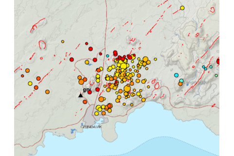 Earthquakes over the second half of January near Grindavik in Iceland