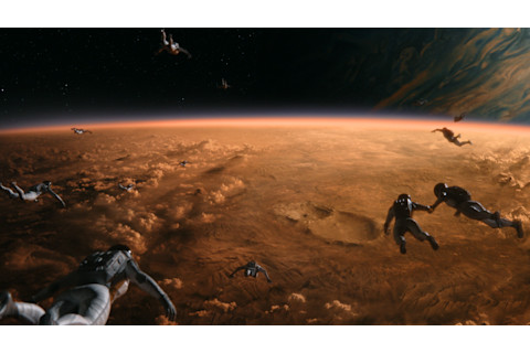 An untethered flight of fancy from Comos, in which astronauts set off to explore a Titan-like moon of a giant alien world. (Credit: Cosmos Studios)