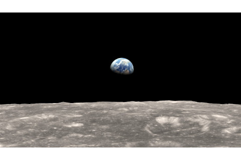 An idealized recreation of the Earthrise moment, courtesy of NASA Science Visualization Studio. This is part of a full video. (Credit: NASA)