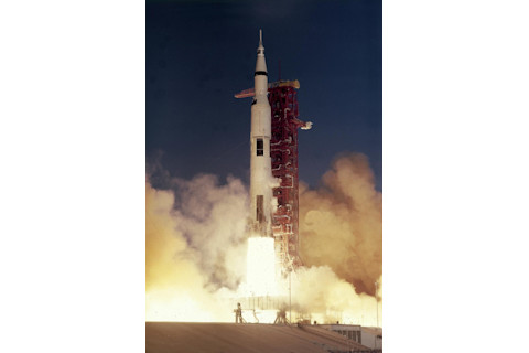 The first manned Saturn V launch. NASA.