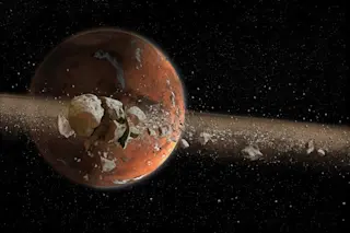 Mars with Rings, Moons - Ron Miller, Astronomy