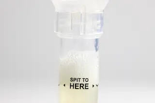 spit test saliva test medical coronavirus covid-19 - shutterstock