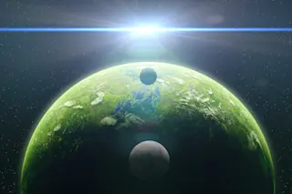 Sunrise over distant planet illustration