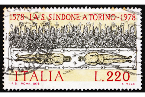 A commemorative stamp from 1978 celebrating Shroud of Turin
