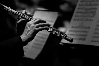 Flute player hands close-up musician band orchestra - Shutterstock