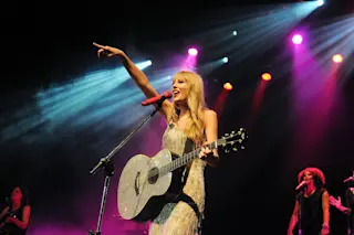 Rio de Janeiro, December 8, 2009. Singer Taylor Swift during her show at the HSBC Arena in Rio de Janeiro, Brazil - shutterstock 758842915
