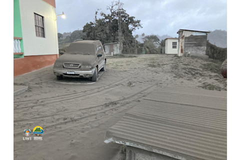 Ash on the ground on St. Vincent