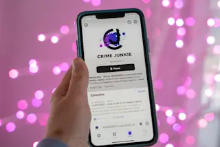 True crime addict. Crime Junkie on phone screen