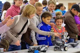 Family at STEM festival Royalty Free