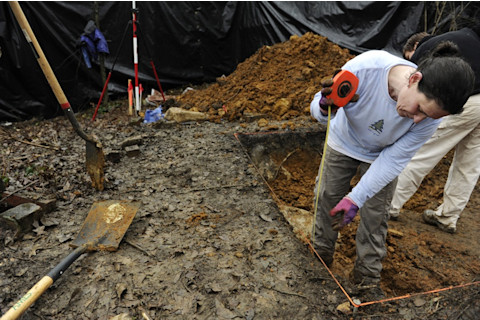measuring the depth of a grave