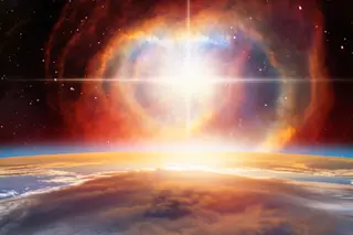 Supernova over planet