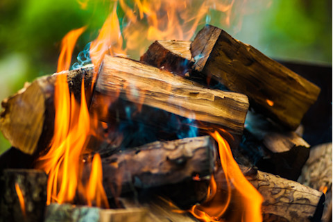 Burning wood