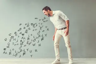 Depiction of a man swearing