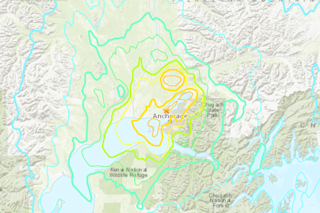 Shake map for the M7 earthquake that struck near Anchorage on November 30, 2018. USGS.