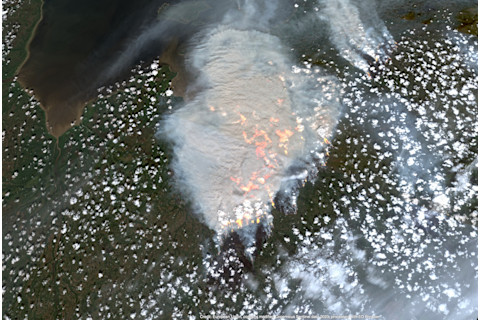 Blazing Wildfire Near Waskaganish Quebec