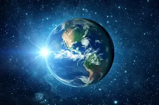Sphere of nightly Earth planet in outer space