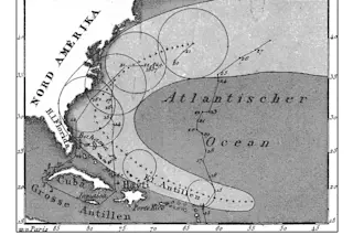 1851 Chart of Hurricanes in the Atlantic Ocean 