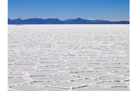 Salt deposits in the Salar de Uyuni in Bolivia