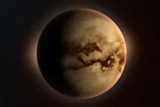 Titan, Saturn moon, rotating in the outer space