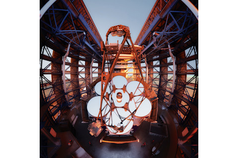 Sunlit daytime interior telescope rendering with people in the foreground
