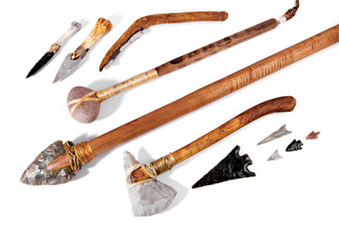 Stone-Age-tools-on-white-background