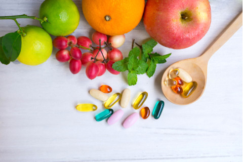 multivitamins and various fruits
