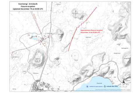 Map of Iceland Eruption