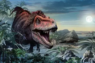 Giant Tarbosaurus bataar dinosaur illustration