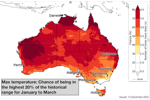Warm Conditions Forecast for Australia