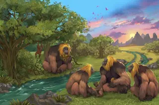 Gigantopithecus blacki in a forest scene