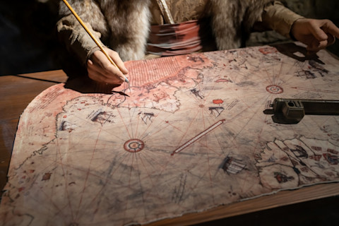 Piri reis. This room in Kilitbahir Castle (Kalesi) is also known as the place where Piri Reis drew the world map. 21.September.2021 Çanakkale, Gallipoli - TURKEY