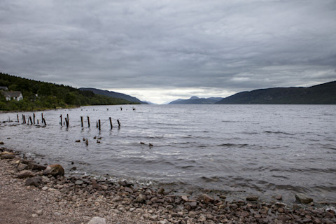 Loch Ness in central Scotland, beautiful landscapes and gloomy region