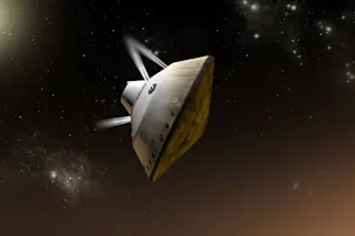 a spacecraft firing thrusters