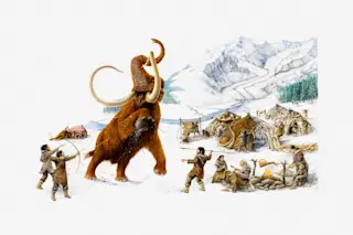 Artist representation of Humans during the Ice Age